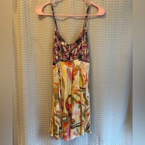 FREE PEOPLE Floral Multicolor Spaghetti Strap Romper